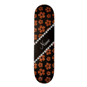 Skate Flores alaranjadas queimadas nome personalizadas
