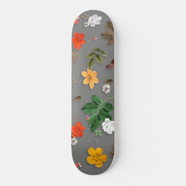 Skate Flores Amarelas e Rosas Brancas 16 (Frente)