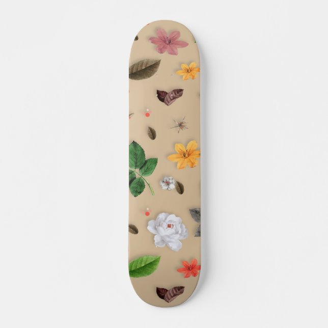 Skate Flores Amarelas e Rosas Brancas 17 (Frente)