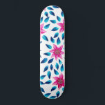 Skate Flores Azuis Cor-de-Rosa Brilhante Deixam Tinta Ac<br><div class="desc">Este padrão moderno e feminino é perfeito para a moda e na moda. Apresenta flores e padrões claros, pintados à mão, cor-de-rosa claro, cor-de-rosa pincelado, verde-lacrimogêneo e marinho azul-acrílicas, sobre um simples fundo branco. É arte, bonito, elegante, única e original. Estilize com estas flores pintadas à mão feitas pela artista...</div>