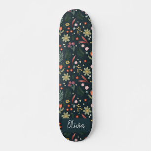 Skate Flores Botânicas Azuis, Azuis e Legal, Marinhos Mo