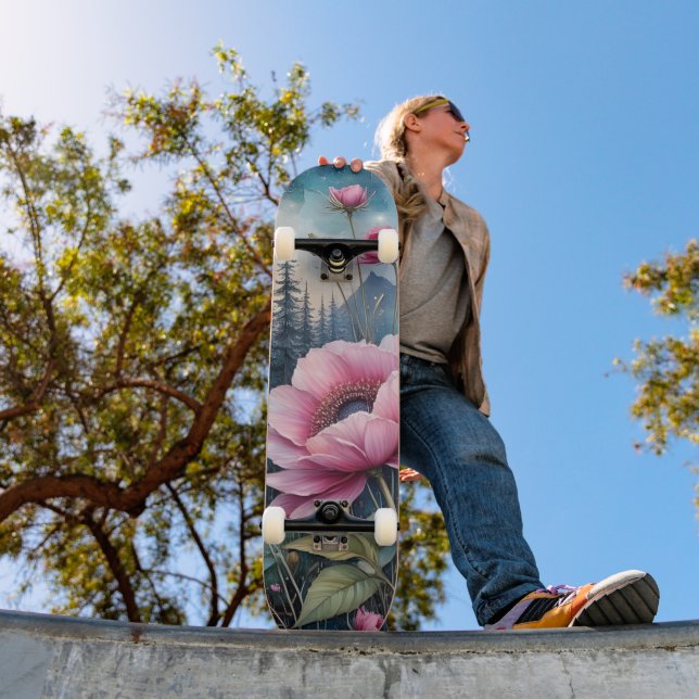Skate Flores Cor-de-Rosa na Floresta (Ao ar livre 1)