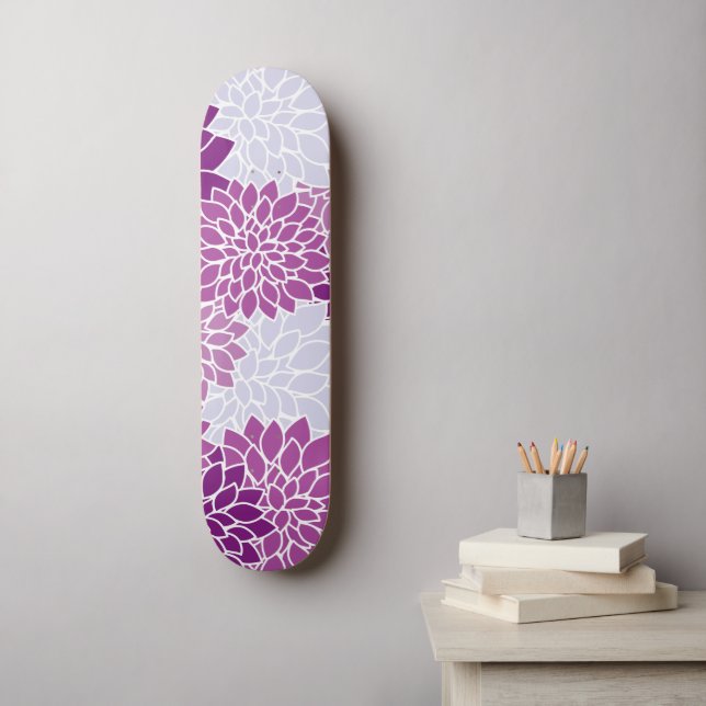 Skate Flores Dahlia, Padrão De Flores, Dahlia Roxa (Arte de parede)
