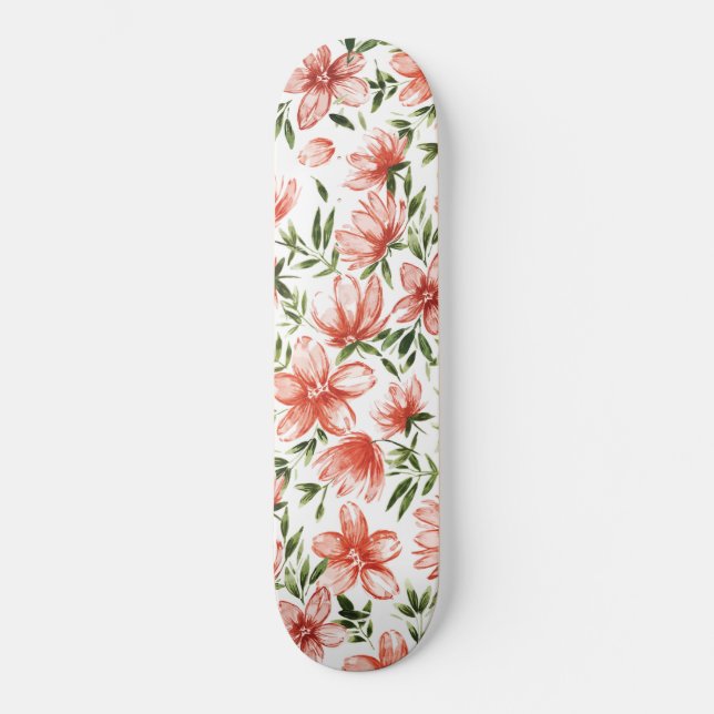 Skate Flores de Aquarela Vermelhas (Frente)