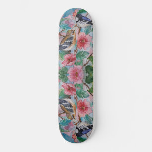 Skate Flores de Aves casais Flores Painéis - Pintura