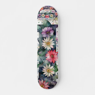 Skate Flores de Bonito Aquarela Personalizadas Monograma