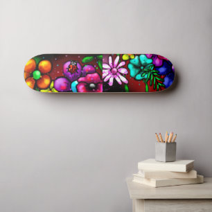 Skate Flores de Estilo de grafite e Vermelho Puro Rosa L
