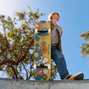 Skate Flores do Groovy Retro 60s 70s Personalizadas