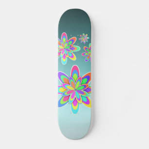 Skate Flores femininos do Fractal Pastel