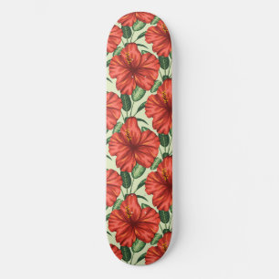 Skate Flores florais tropicais, sem costura, flores verm