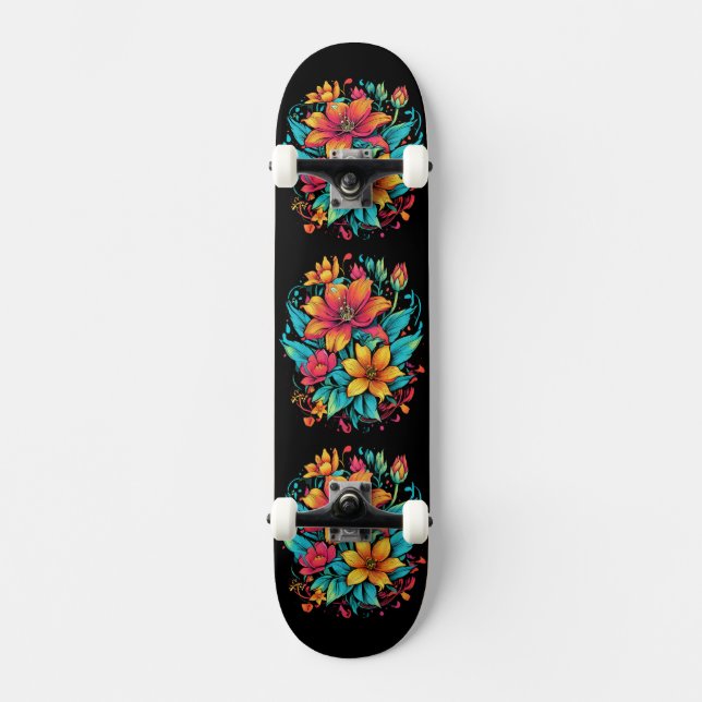 Skate Flores Florais Vibrantes (Frente)