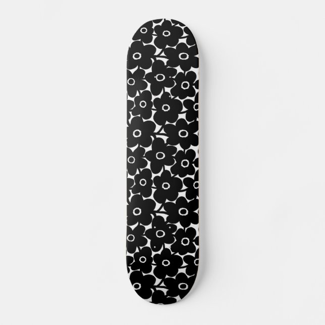 Skate Flores Negrito - Preto em Branco (Frente)