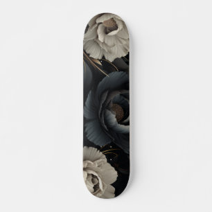 Skate Flores Pretas e Brancas