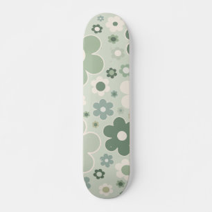 Skate Flores Retro Abstrato Verde Sage Floral