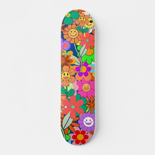 Skate Flores Retro Groovy Boho Hippie (Frente)