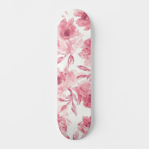 Skate Flores Rosa Bege Aquarela Pintadas Floral Arejado