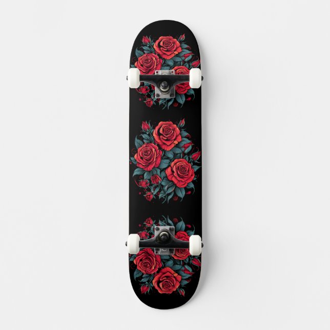 Skate Flores Rosa Vermelha (Frente)