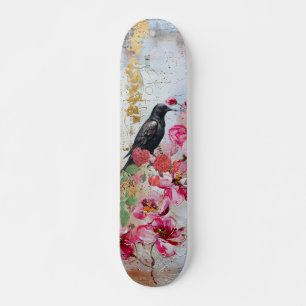 Skate Flores Rosadas Distorcidas Raven & Roses Skateboar