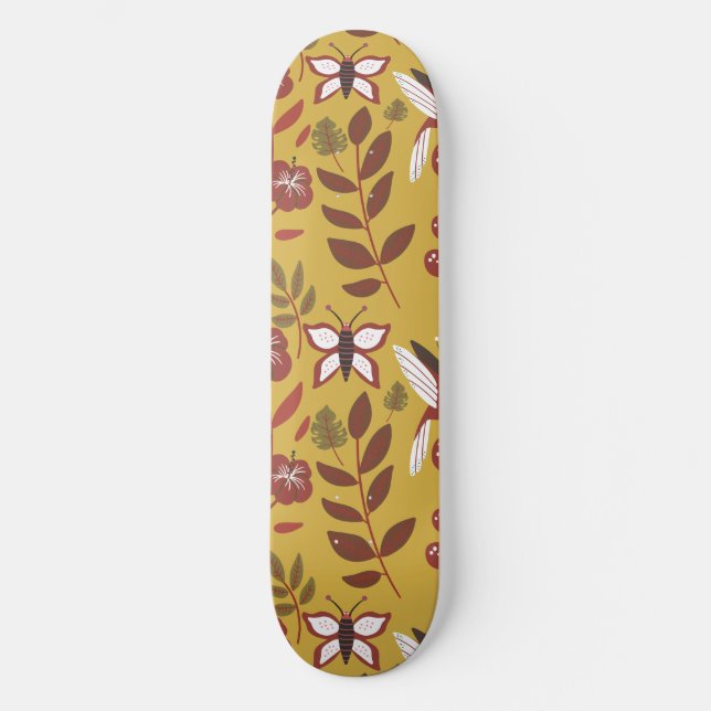 Skate Flores sem costura, borboletas, vermelhas (Frente)