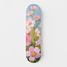 Skate Flores Silvestres Rosadas | Pintura Floral em Aqua