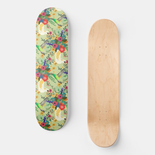 Skate Flores Tropicais de papagaio da Selva de Verão flo (Frente)