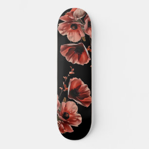 Skate Flores Vermelhas de Papoula Preta