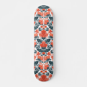 Skate Flores vermelhas decorativas