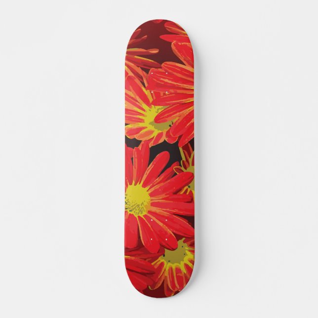 Skate Flores Vermelhas e Amarelas 1 (Frente)