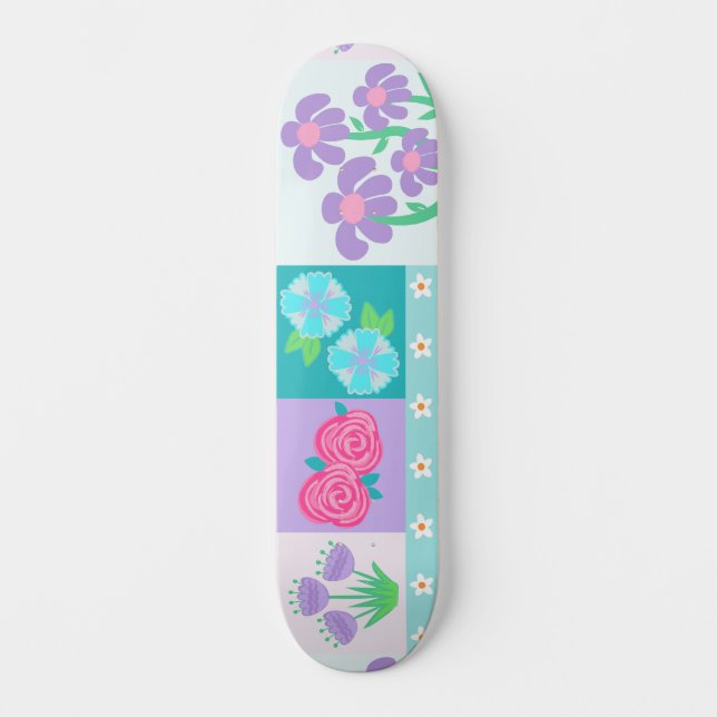 Skate Flores Vibrantes em Flor Design (Frente)