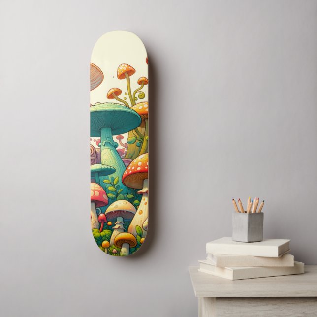 Skate Floresta Fantasia de Cogumelos (Arte de parede)