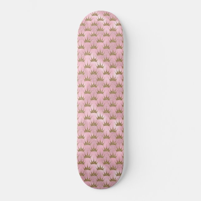 Skate Folha de Lantera Rosa e Dourada Coroa de Sereia (Frente)