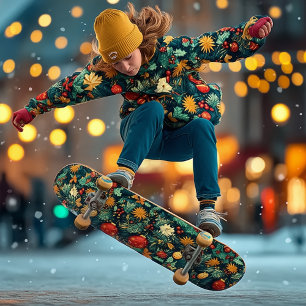 Skate Folhagem Festiva de Natal com Enfeites