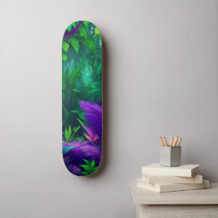 Skate Folhagem Tropical Verde-Roxo-Vibrante