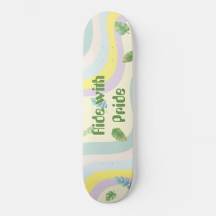 Skate Folhas de Arco-Íris Estética Suave Cor Pastel