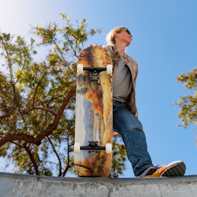 Skate Folhas de Bombeiros Rodoviários de Aquarela (Ao ar livre 1)