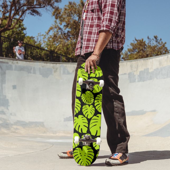 Skate Folhas de Monstera em Verde limão e preto (Ao ar livre 2)