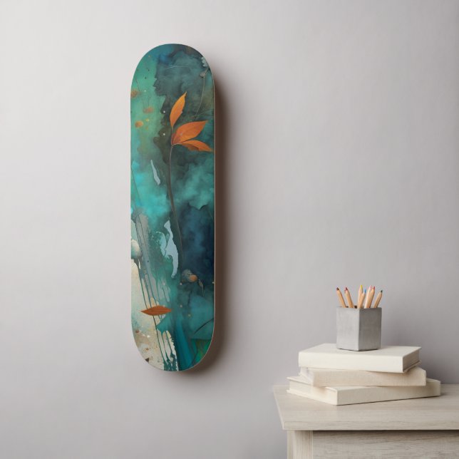 Skate Folhas de outono pintam Teto Rust Abstrato Dourado (Arte de parede)