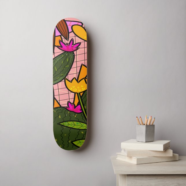 Skate Folhas e flores abstrato tropicais (Arte de parede)
