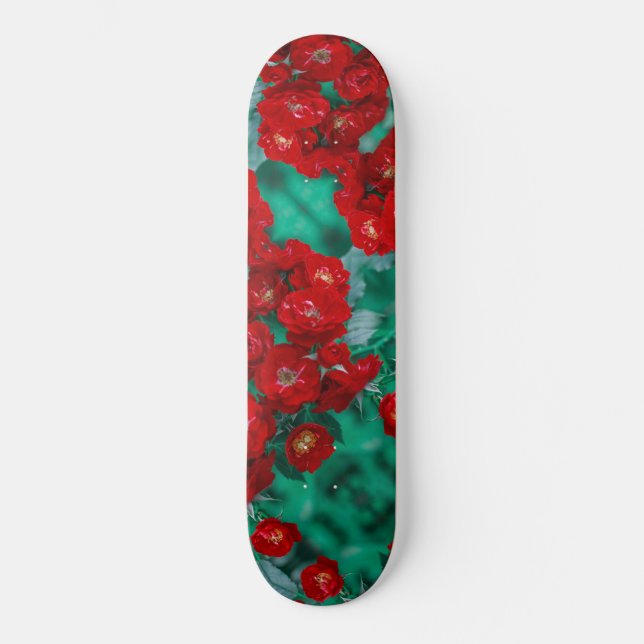 Skate Folhas verdes claras do Rosa vermelha (Frente)