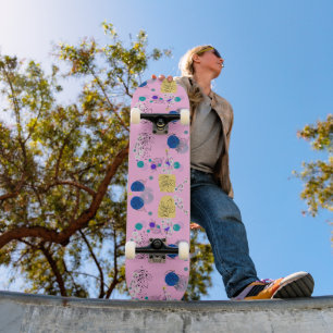 Skate Formas Botânicas Abstratas Florais Boho Rosa Moder