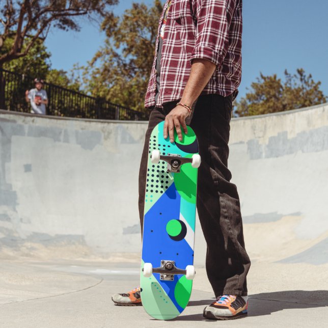 Skate Formas e círculos em verde e azul (Ao ar livre 2)