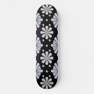 Skate Formas Florais Pastéis em Fundo Preto