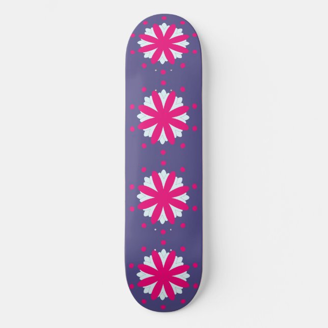 Skate Formas Florais Roxas e Rosas (Frente)