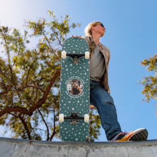 Skate Foto Personalizada com Pérolas em Círculo sobre Az