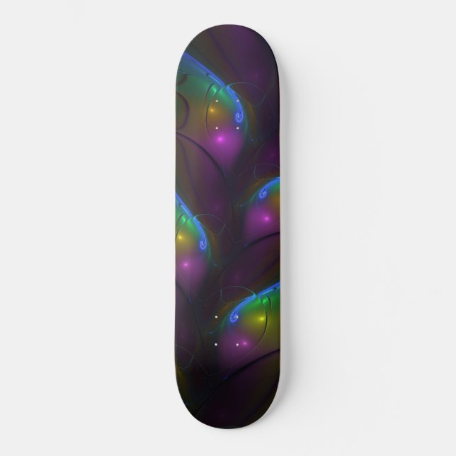 Skate Fractal Abstrato de Disquete Moderno e Luminoso Co (Frente)