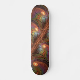 Skate Fractal castanho Abstrato fluorescente colorido