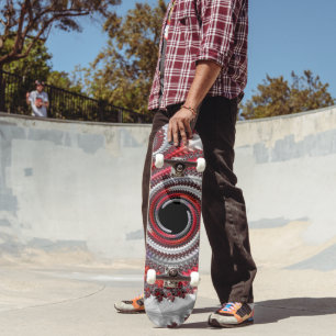 Skate Fractal Espiral Gradiente Preto Vermelho Abstrato