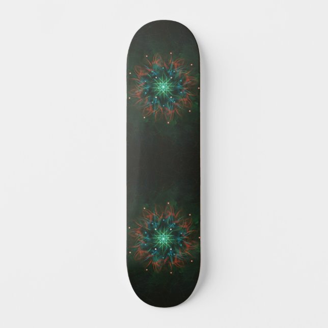 Skate Fractal Explosão de Neon – Verde Brilhante e Elétr (Frente)