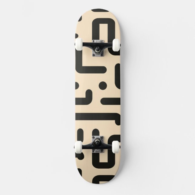 Skate Fragmentos alfabéticos em fundo bege claro (Frente)