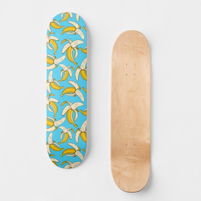 Skate Fruta de Bananas Azul e Amarelo Padrão (Frente)